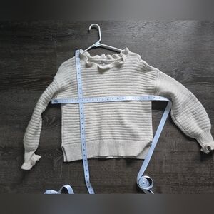 Cream Ribbed Mock Neck Sweater - Unbranded